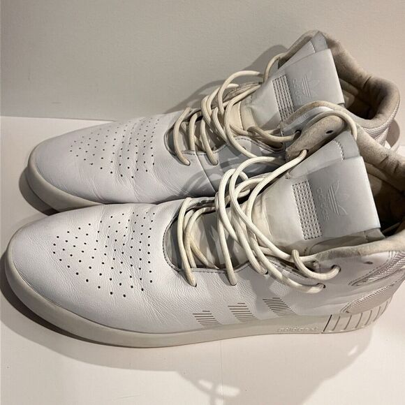 Adidas White Tubular Invader Sneakers Mens 11 S81794 Basketball Shoes Leather - Picture 5 of 10